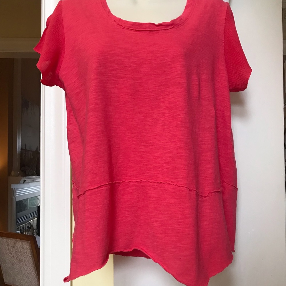 Soft Surroundings pink asymmetrical hemline top Sz Petite medium